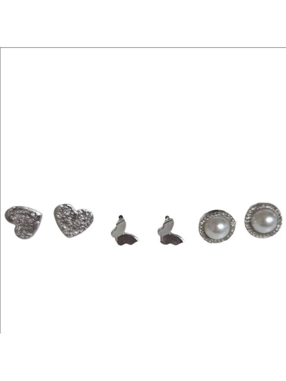 Silver Pearl Heart Earrings